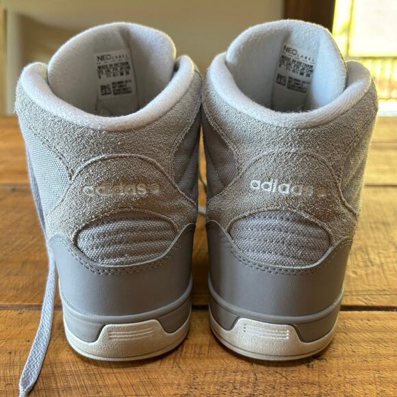 ADIDAS Mens Gray White Neo Label Sneakers High Top Shoes Size 8 - Picture 9 of 10
